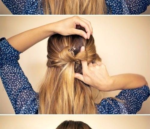Cabelo solto com um laço feito com duas madeixas é sempre uma opção segura, para dar um toque extra a um estilo casual e encantador
