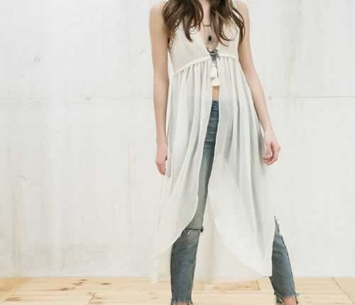 Colete bordado comprido - Bershka: 35,99€